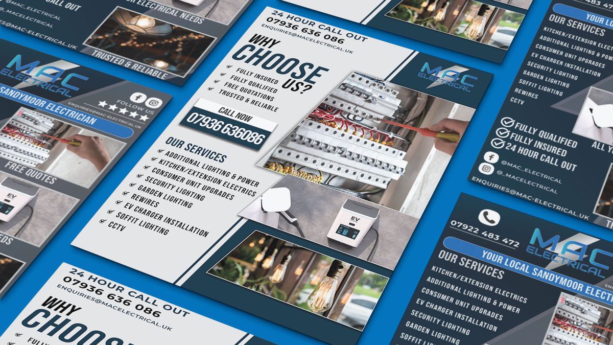 mac electrical A5 flyer mock image