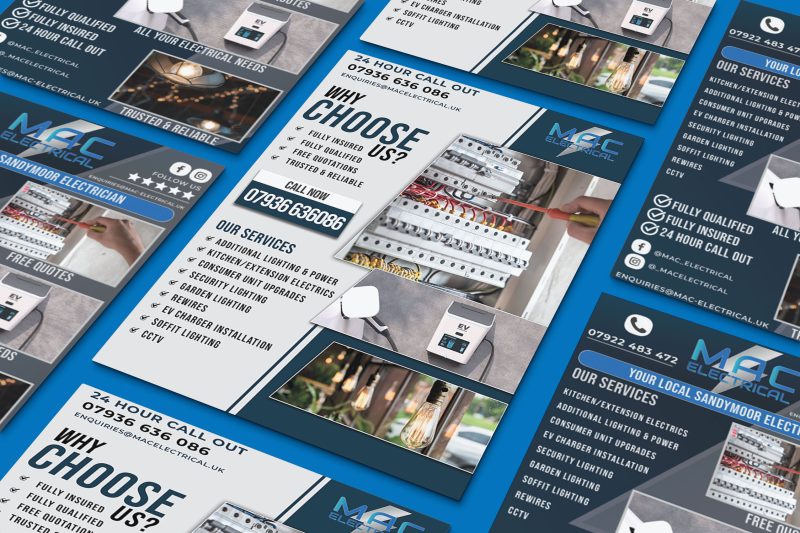 mac electrical A5 flyer mock image