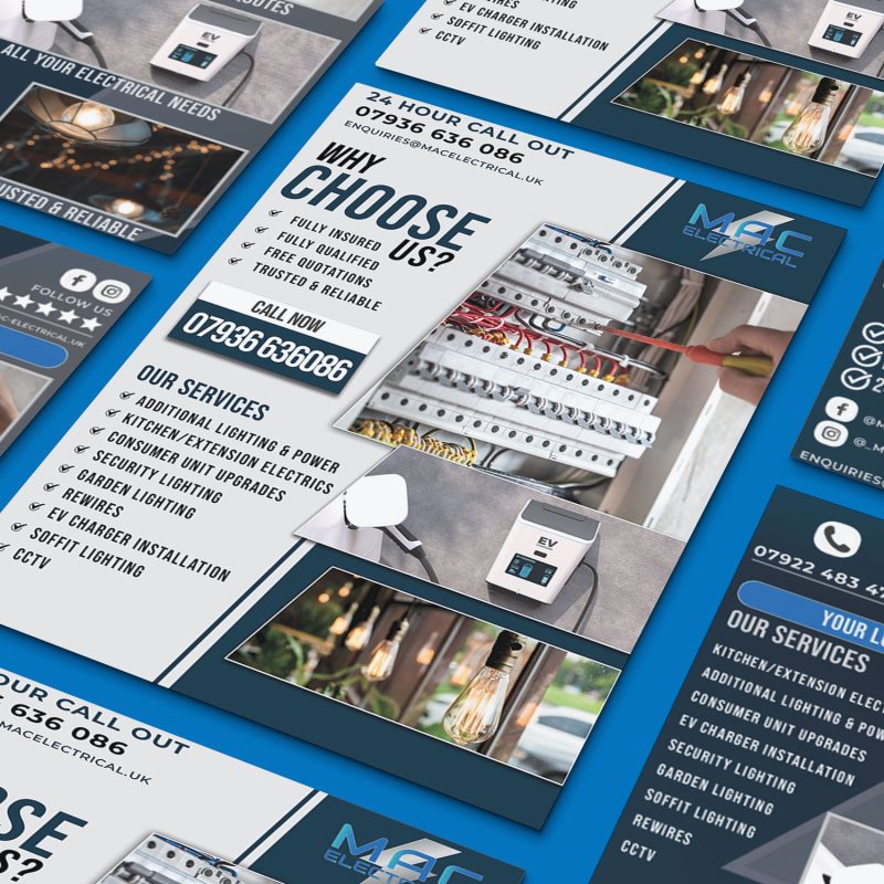 mac electrical A5 flyer mock image