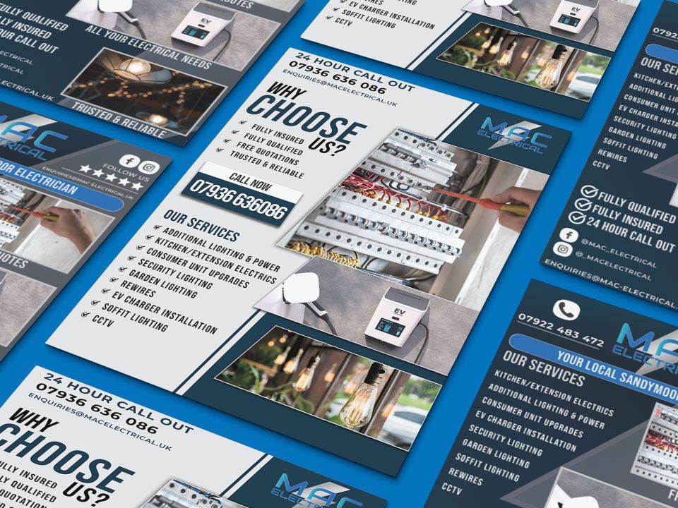 mac electrical A5 flyer mock image