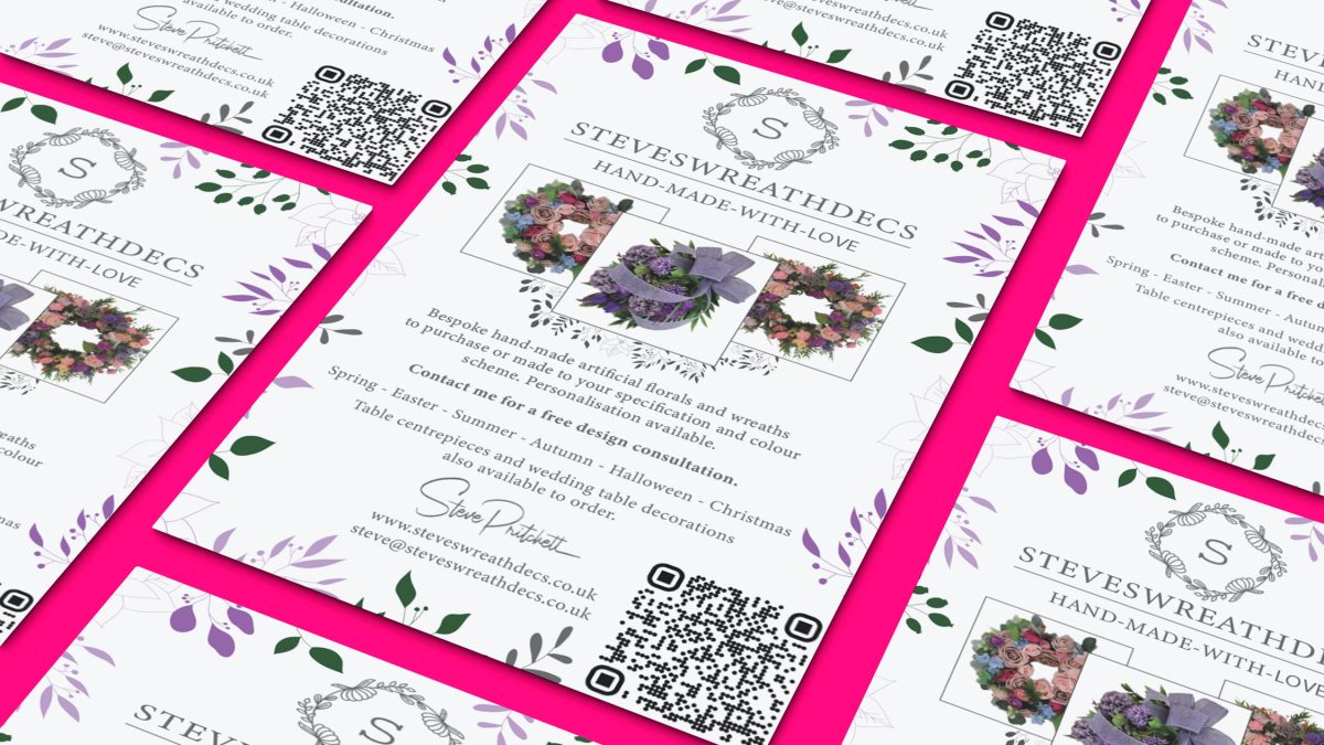steve wreath decs A5 flyer mock image