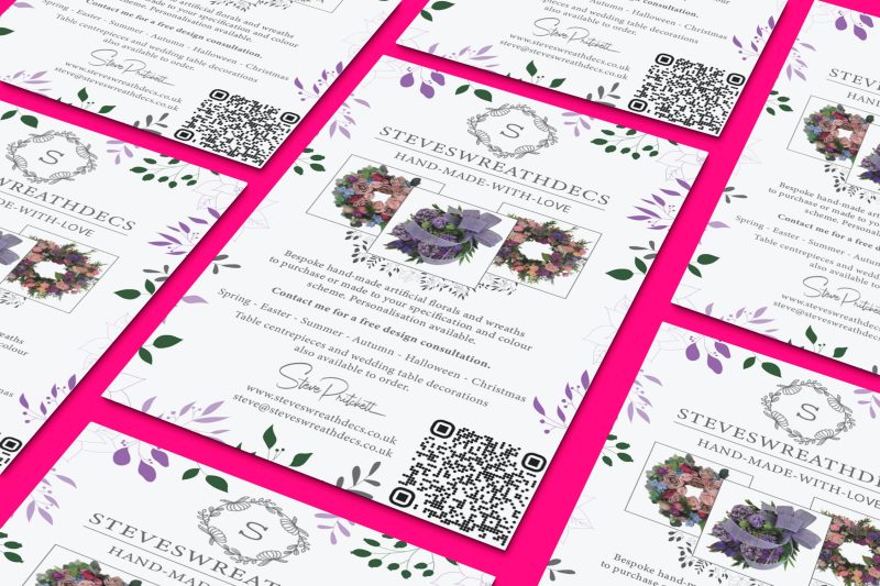 steve wreath decs A5 flyer mock image