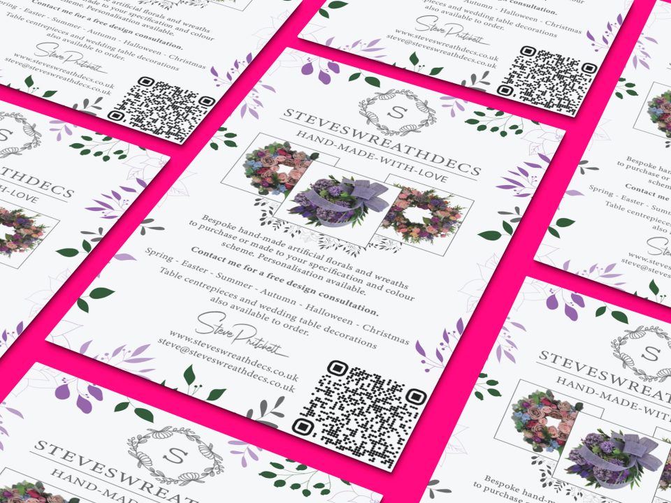 steve wreath decs A5 flyer mock image